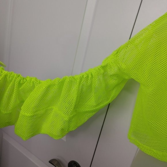 Cropped neon swim cover up top plus size - Picture 3 of 6